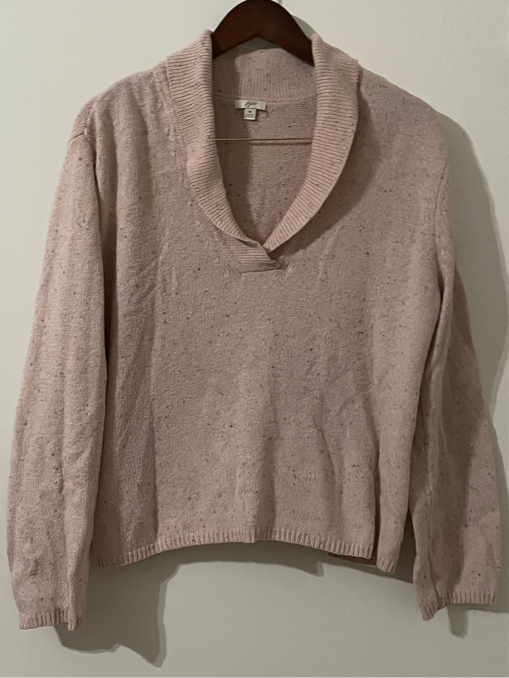 J. Jill Pink Speckled Shawl Collar Pullover Sweater - Size M - Cotton Blend